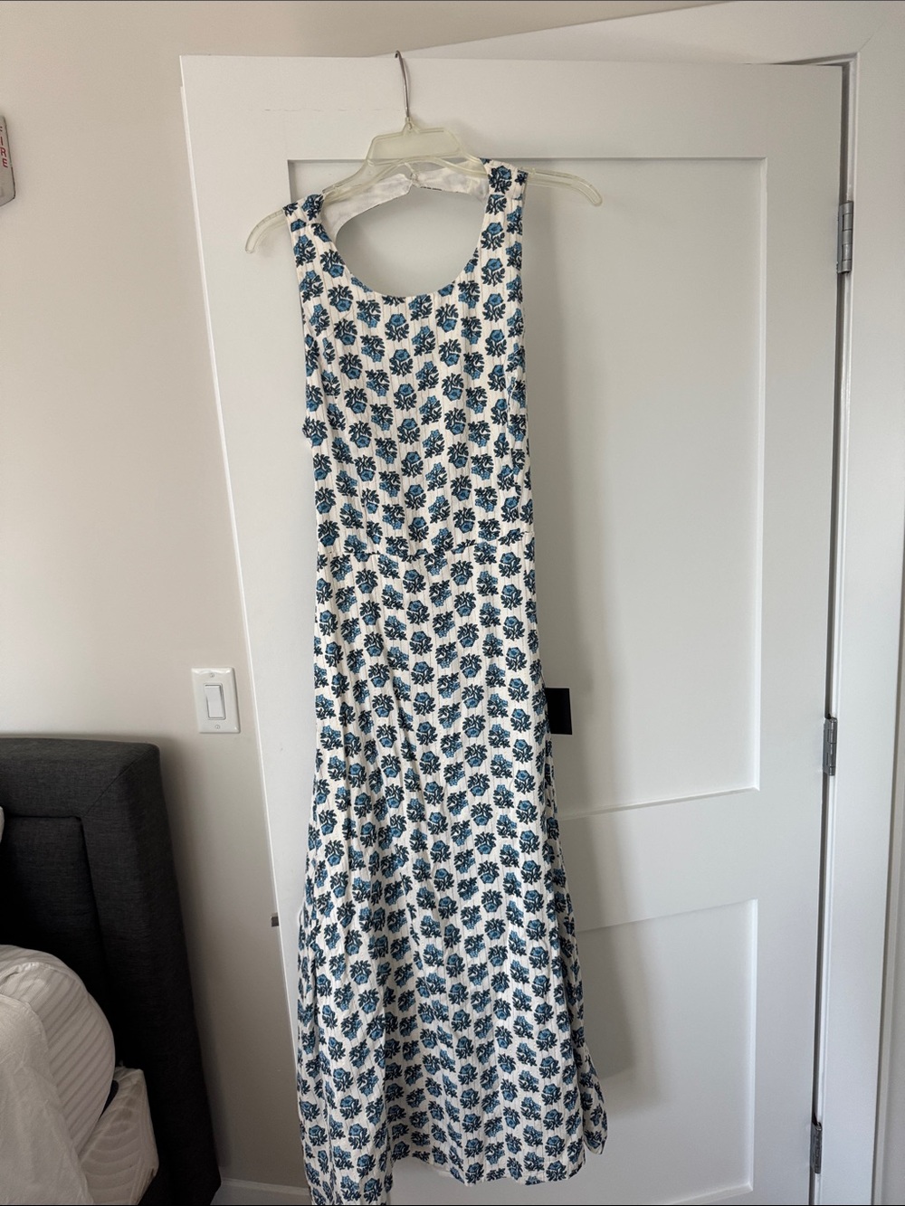 Lulu's White Maxi Dress with Blue Floral Print